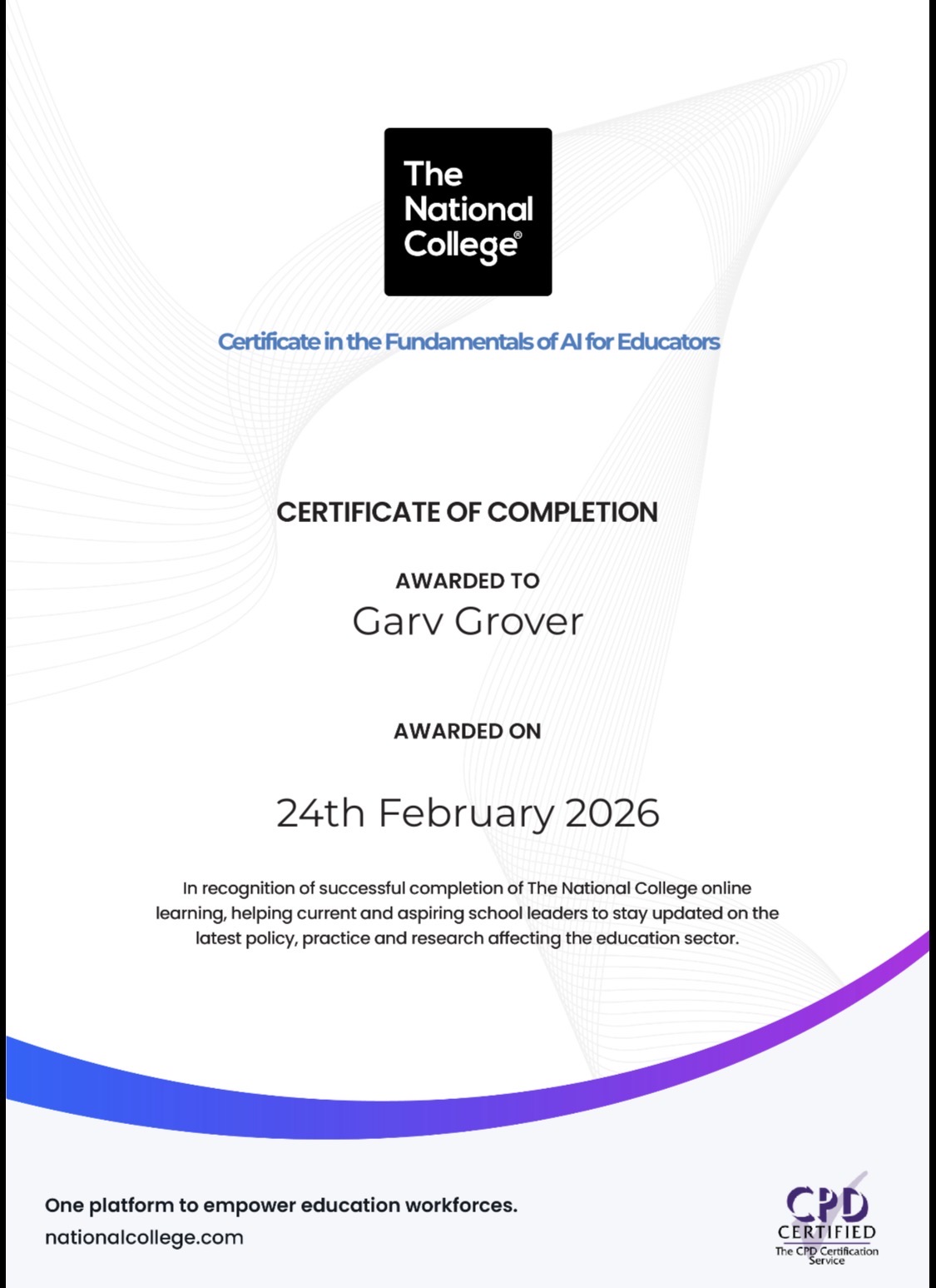 AI for Educators Certificate